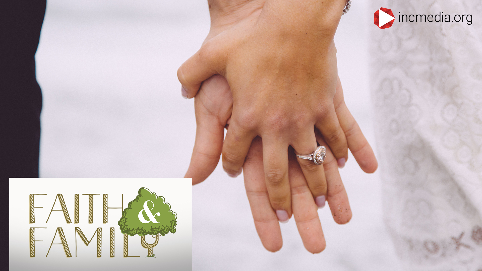 close up shot of married couple interlocking hands