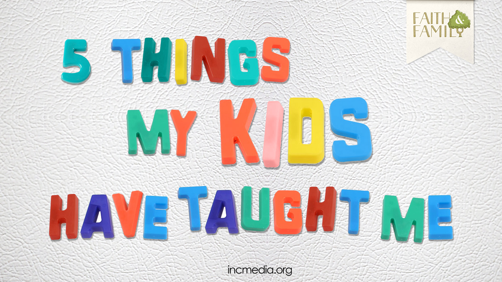 Magnet letters spelling out the title.