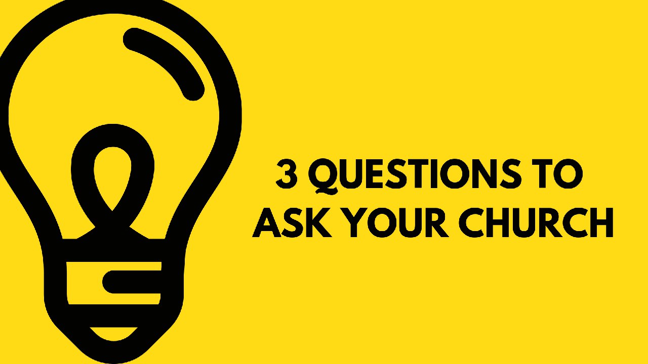 graphic of light bulb with text 3 questions to ask your church