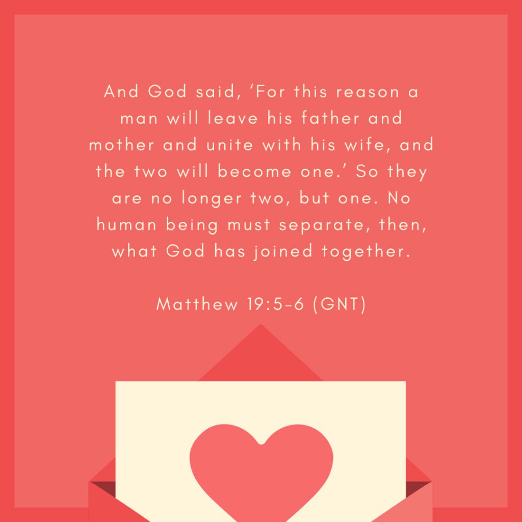 5. Matthew 19:5-6 over a heart.