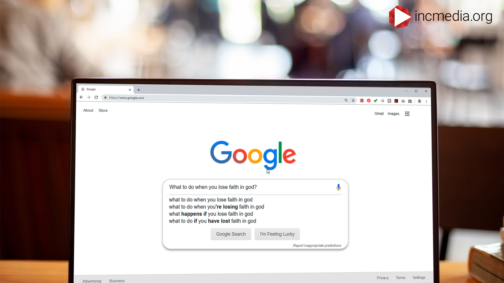 Laptop screen opened to google and questions in the search bar.